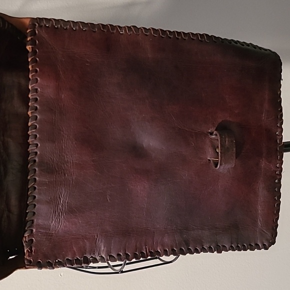 Genuine Leather Brown Flap Crossbody Bag Made In Morocco Natural Horn Pendant - Picture 9 of 16